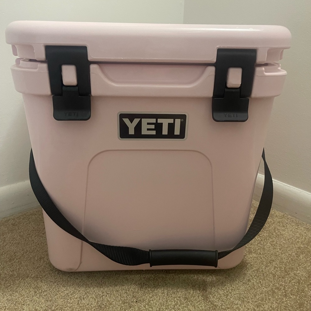 YETI Blush Pink Cooler with Charcoal Details